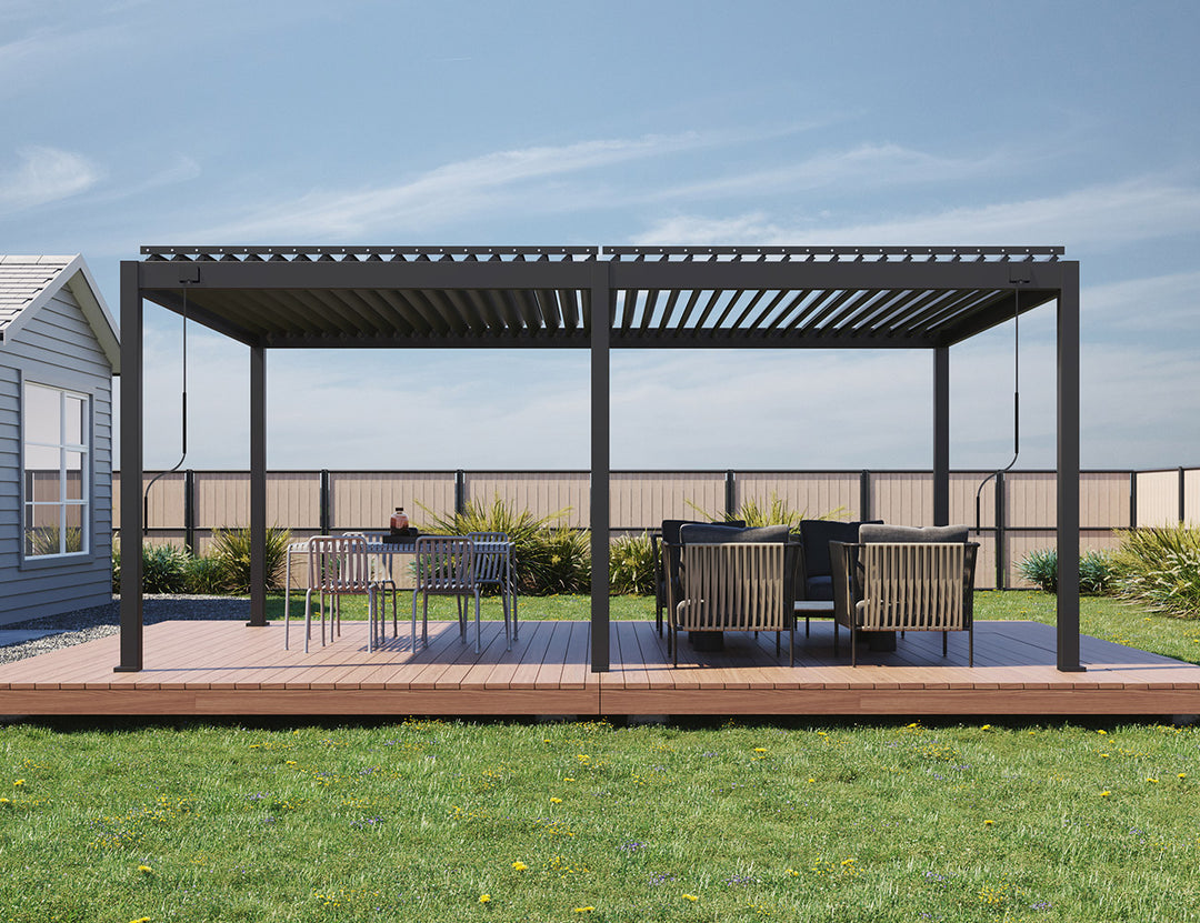 Baltic Manual Freestanding Louvre Roof Aluminium Pergola Size: 2 x 2m Color: Black