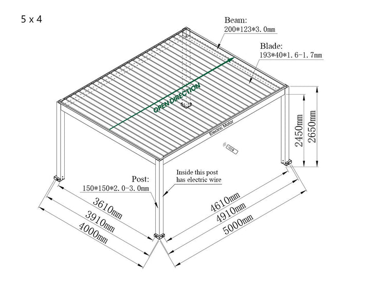 Tasman freestanding Louvre Roof