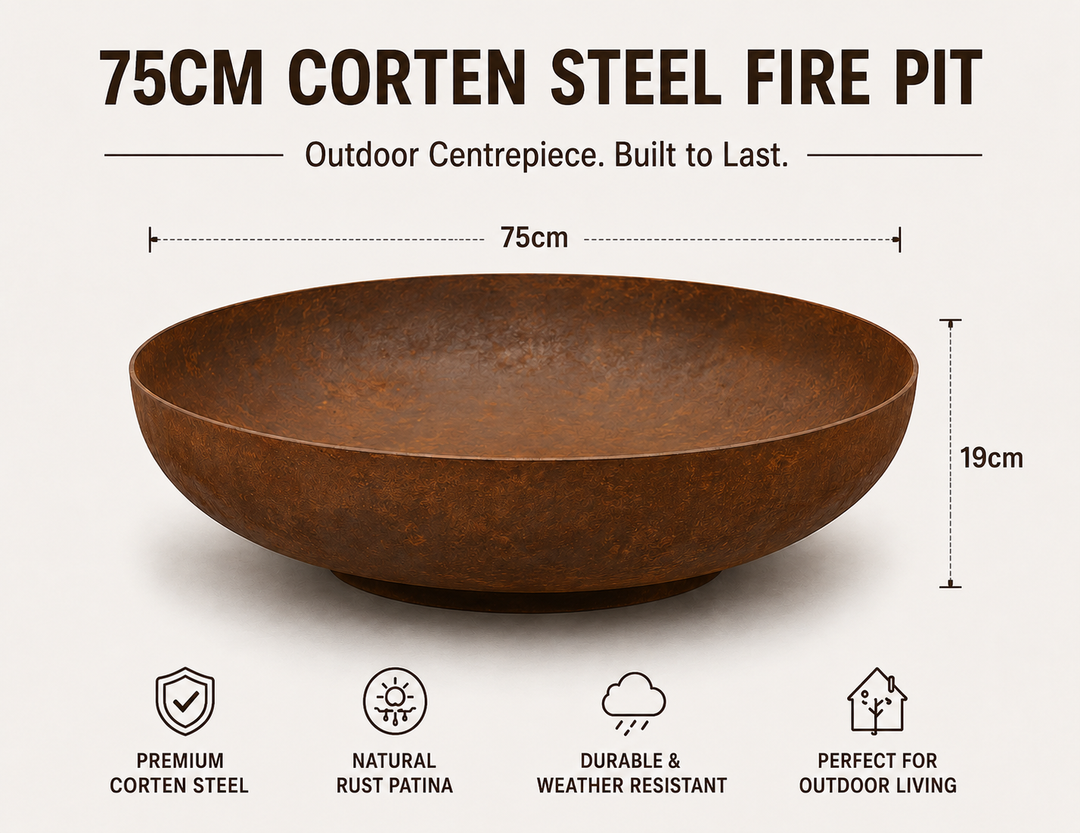 BASIN 75cm Corten Steel Fire Pit Bowl