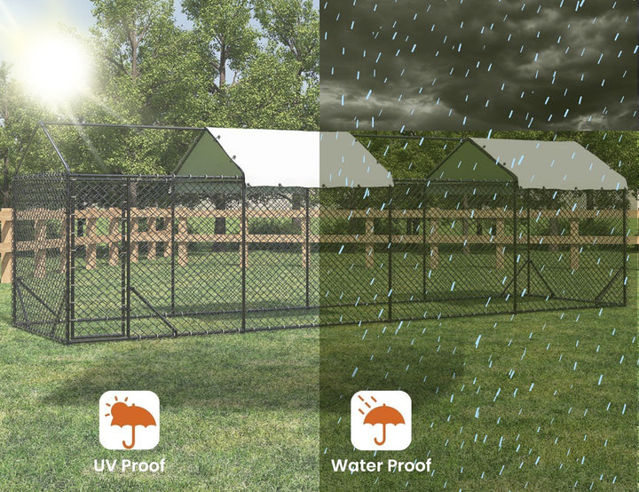 Outdoor Dog Run With Two Covers - 196x776x230cm