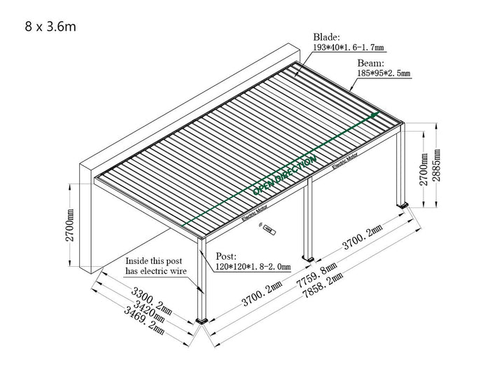 Caribbean Motorised Wall Mounted Louvre Roof Aluminium Pergola