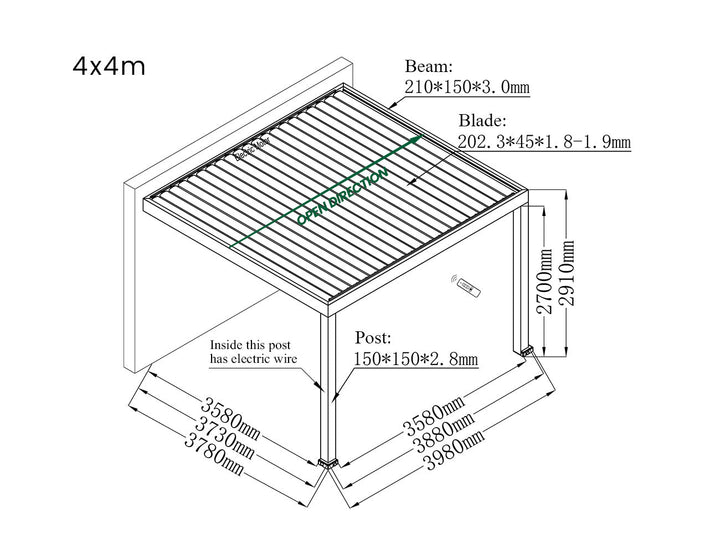 Pacific Motorised Wall Mounted Louvre Roof