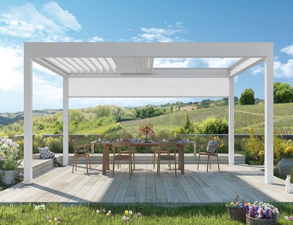 Mediterranean Motorised Retractable Louvre Roof System Size: 4 x 3m Color: White