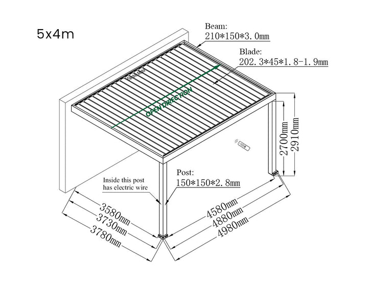 Pacific Motorised Wall Mounted Louvre Roof