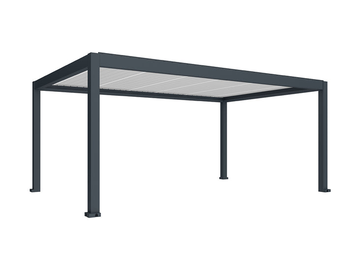 Tasman Motorised Freestanding Louvre Roof Aluminium Pergola Size: 4 x 4m Colour: Charcoal/White