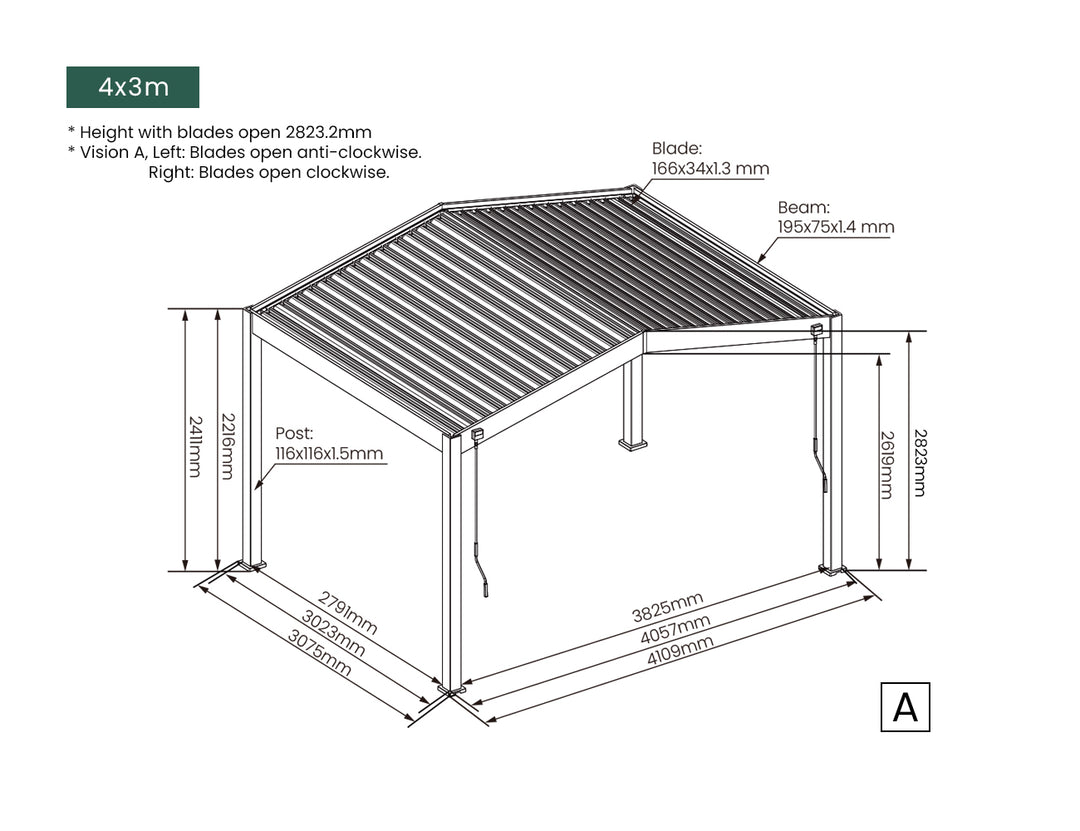 Aspiring Manual Gable Roof Louvred Pergola