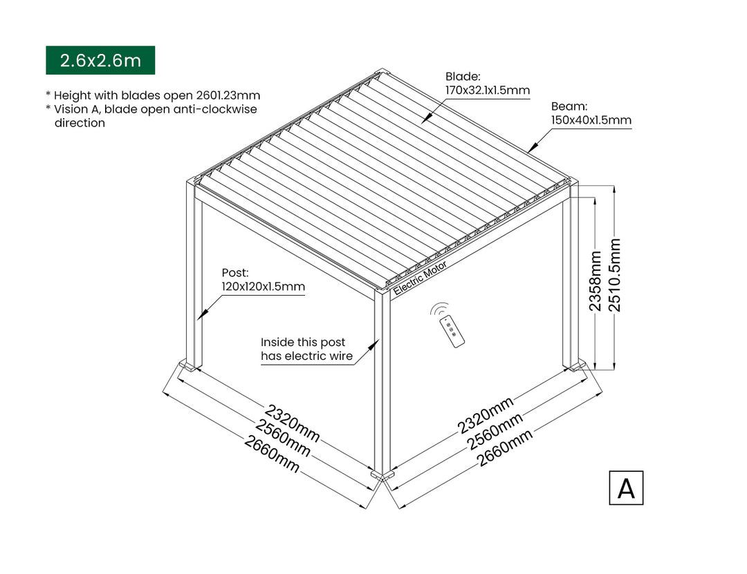 Baltic Motorised  Freestanding  Louvre Roof Aluminium Pergola