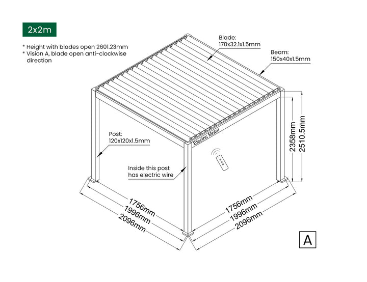 Baltic Motorised  Freestanding  Louvre Roof Aluminium Pergola