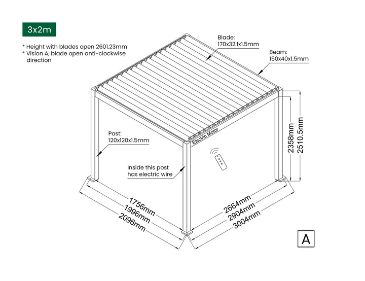 Baltic Motorised  Freestanding  Louvre Roof Aluminium Pergola