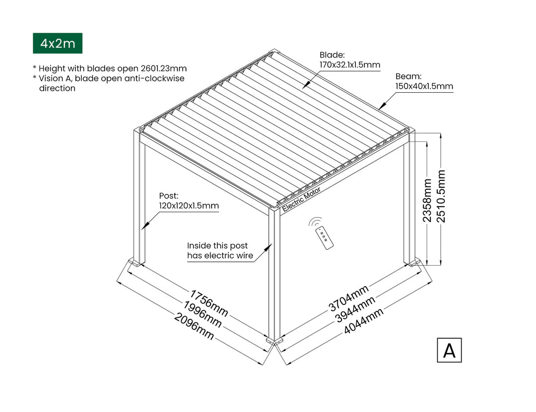 Baltic Motorised  Freestanding  Louvre Roof Aluminium Pergola