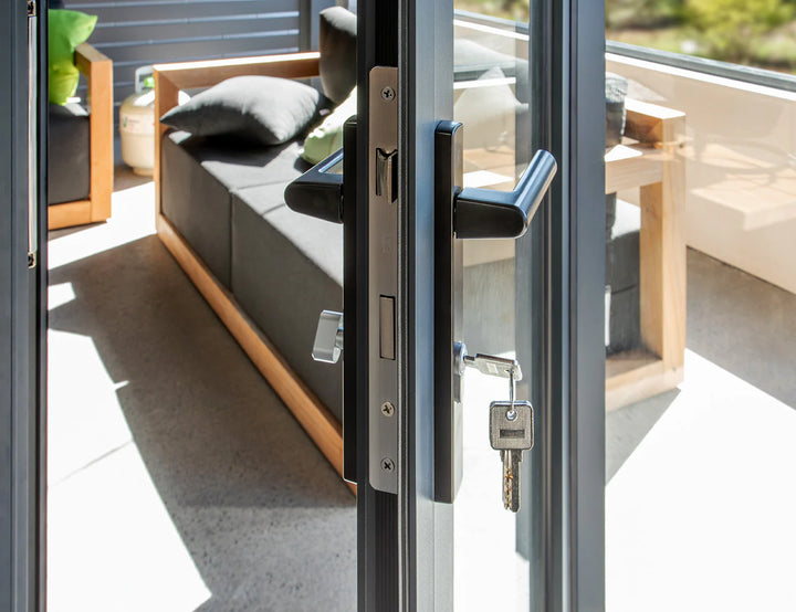 Bifold Glass Door For Mediterranean-SKY Wall Mounted Pergola