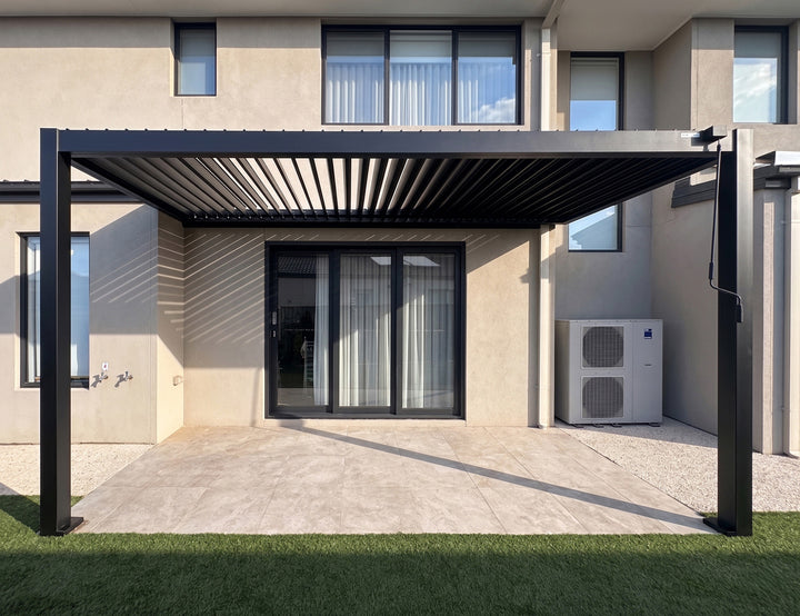 Baltic Manual Wall Mounted  Louvre Roof Aluminium Pergola