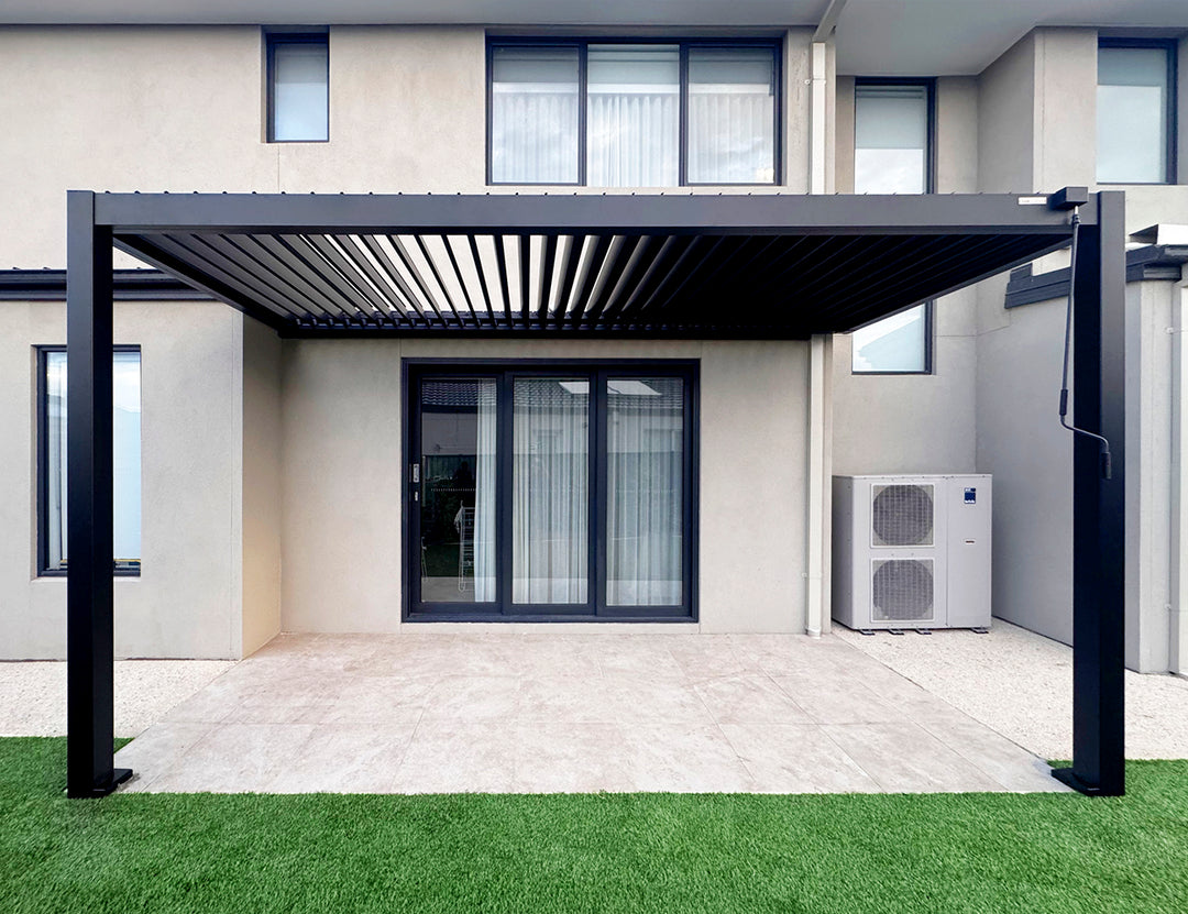 Baltic Manual Wall Mounted  Louvre Roof Aluminium Pergola