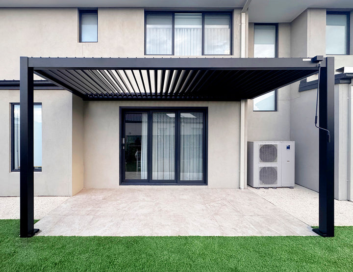 Baltic Manual Wall Mounted  Louvre Roof Aluminium Pergola