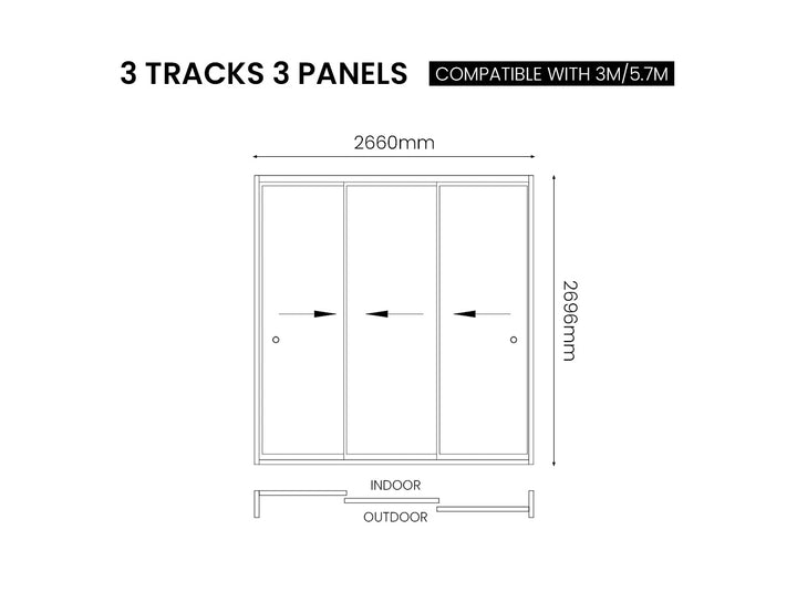 Frame Glass Sliding Door for Baltic Wall Mounted Pergola