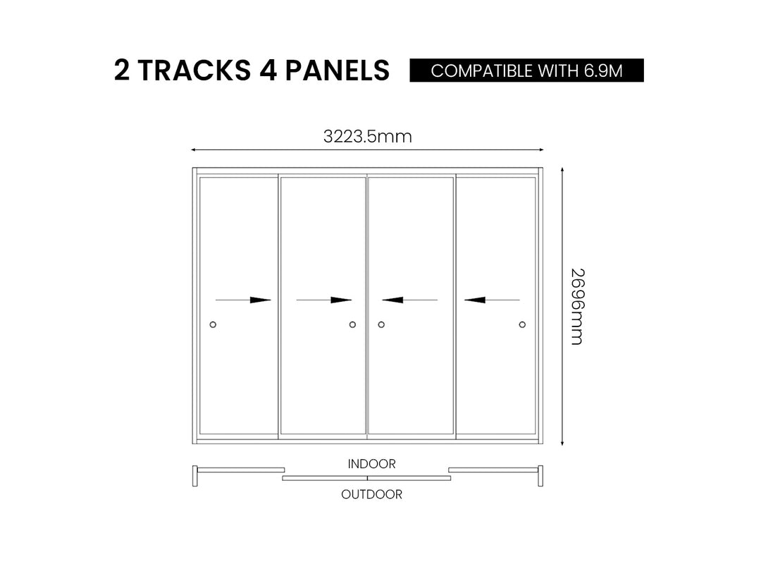 Frame Glass Sliding Door for Baltic Wall Mounted Pergola