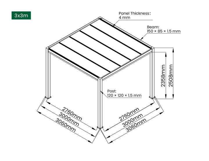 Bering Freestanding Polycarbonate Roof  Pergola