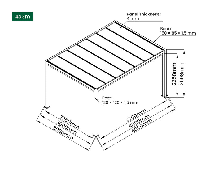 Bering Freestanding Polycarbonate Roof  Pergola