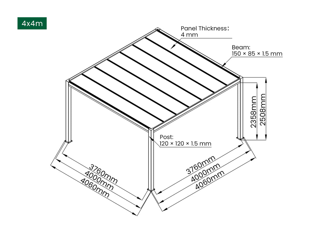 Bering Freestanding Polycarbonate Roof  Pergola