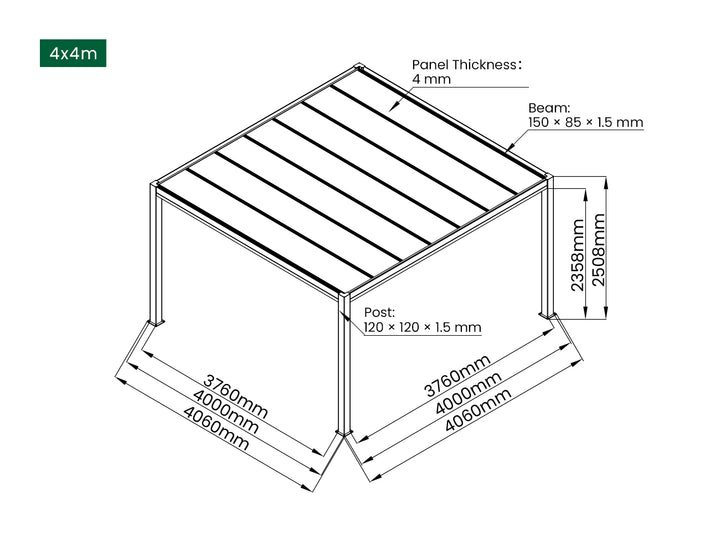 Bering Freestanding Polycarbonate Roof  Pergola