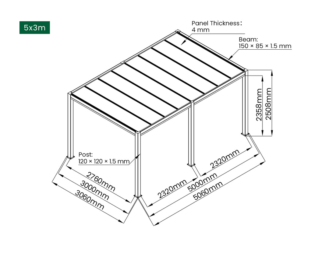 Bering Freestanding Polycarbonate Roof  Pergola