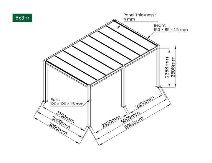 Bering Freestanding Polycarbonate Roof  Pergola