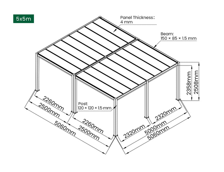 Bering Freestanding Polycarbonate Roof  Pergola