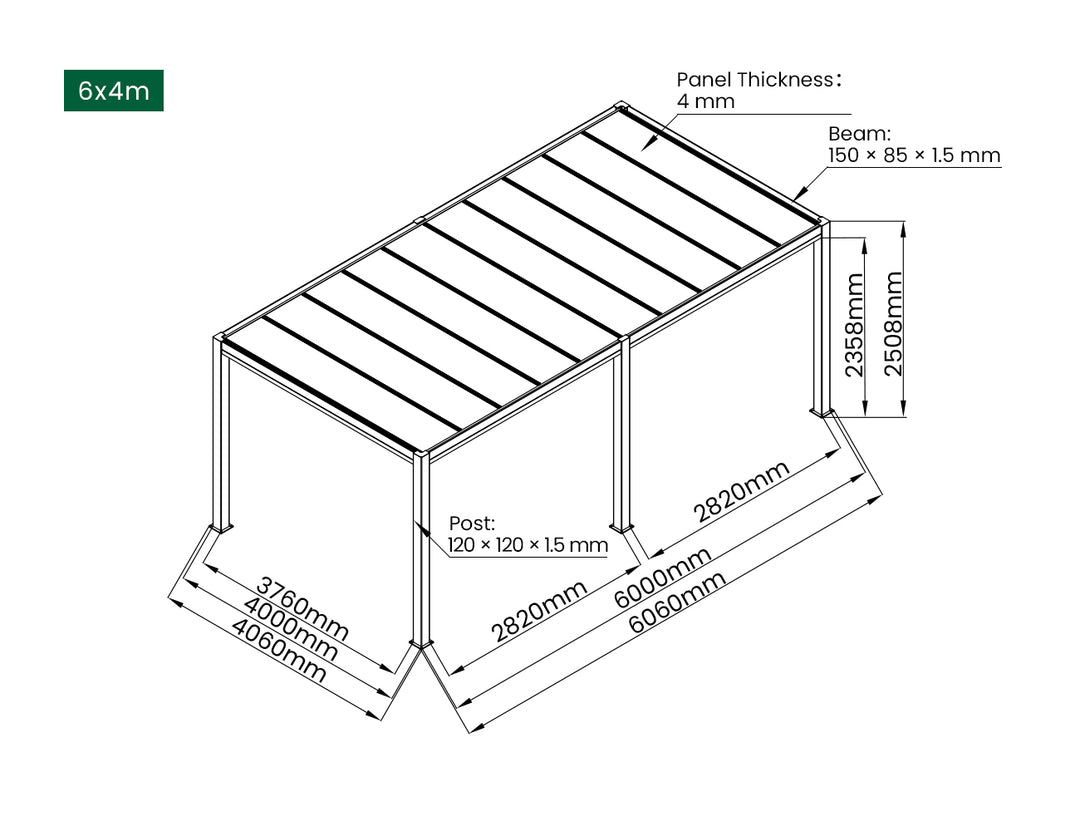 Bering Freestanding Polycarbonate Roof  Pergola