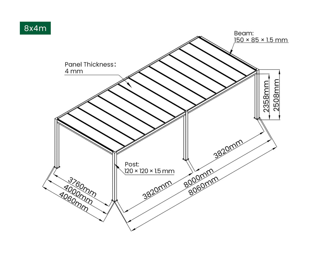 Bering Freestanding Polycarbonate Roof  Pergola