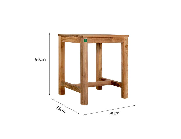 Square Teak 90cm High Counter Table & Chair Set