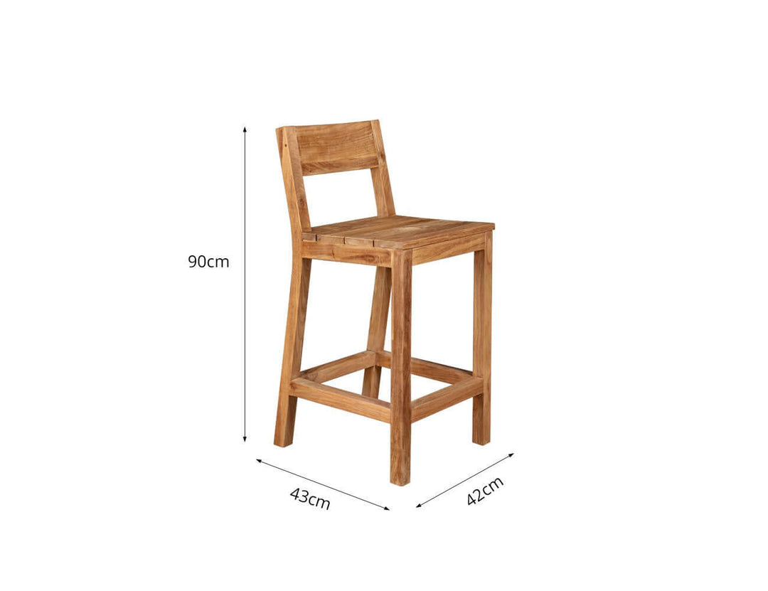 Square Teak 90cm High Counter Table & Chair Set