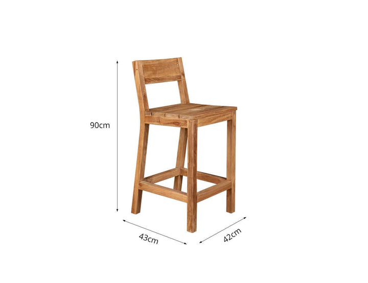 Square Teak 90cm High Counter Table & Chair Set