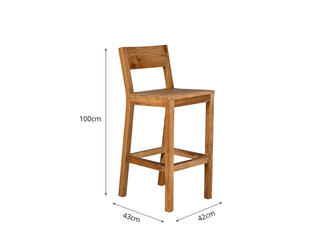 Square Teak 105cm High Bar Table & Chair Set