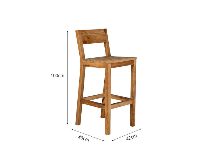 Square Teak 105cm High Bar Table & Chair Set