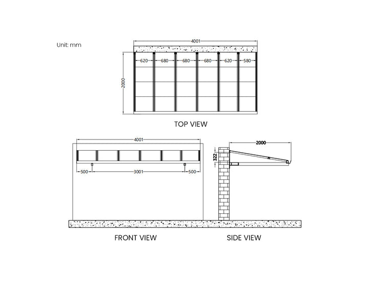 City Window / Door Awning Canopy Collection Size: 2 x 1.5m Frame Colour: Grey