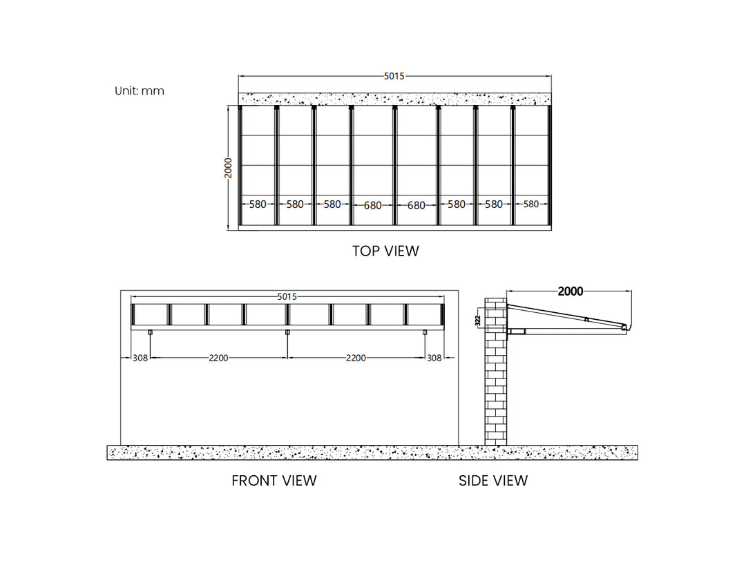 City Window / Door Awning Canopy Collection Size: 2 x 1.5m Frame Colour: Grey