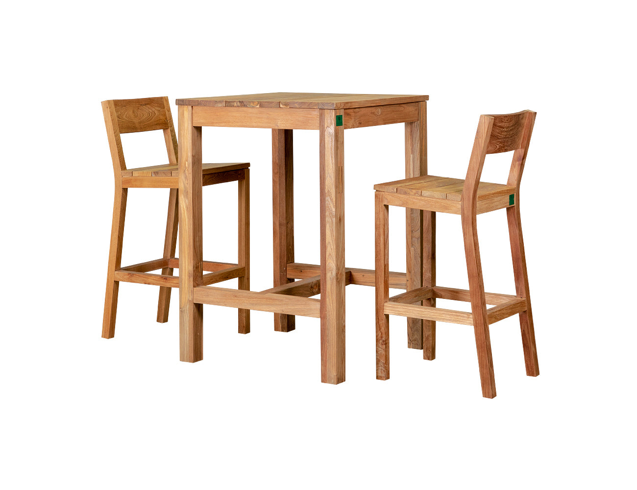 Square Teak 105cm High Bar Table & Chair Set
