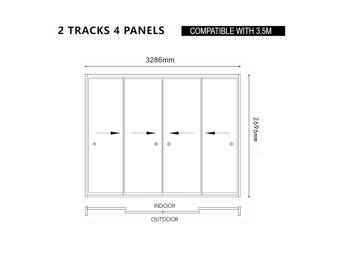 Frame Glass Sliding Door for Caribbean Wall Mounted Pergola