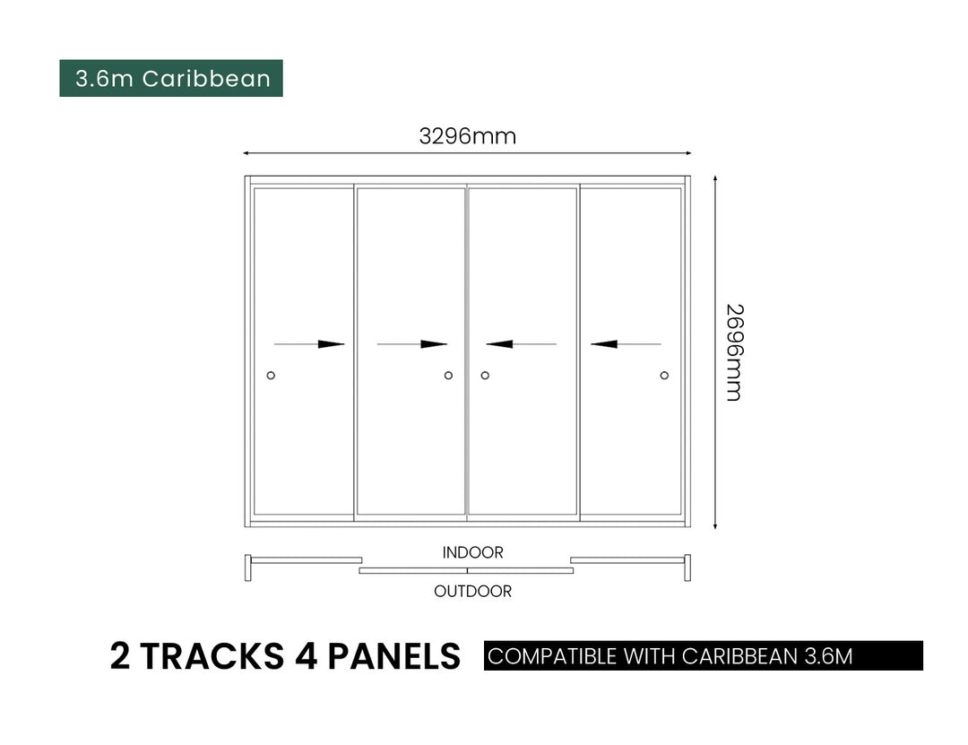 Glass Sliding Door For Caribbean & Atlantic & Caspian Wall Mounted Pergola