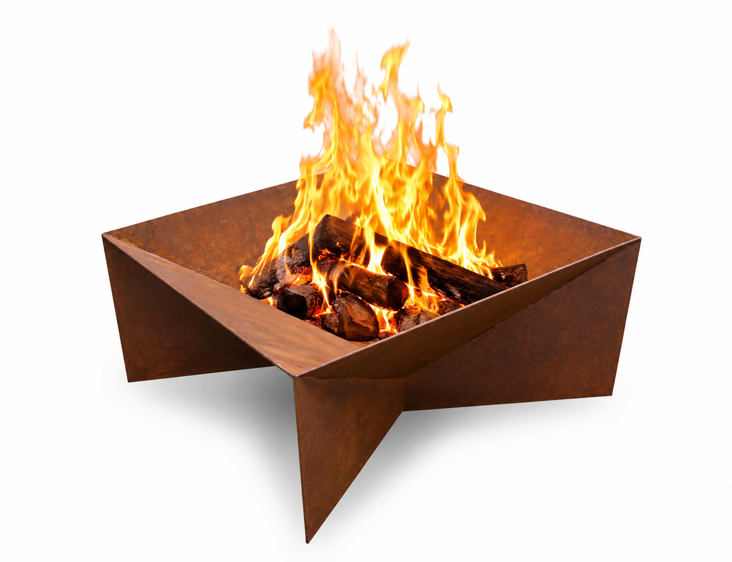 Brazier Fire Pit - Natural Rust Patina Finish Corten Steel 46 × 40 × 28.5cm