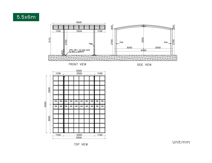 Stormbrace Double Carport - 5.5m x 6m