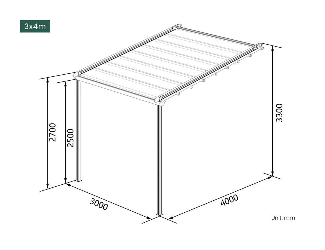 Dover Motorised Wall Mounted Pergola with Retractable Canopy