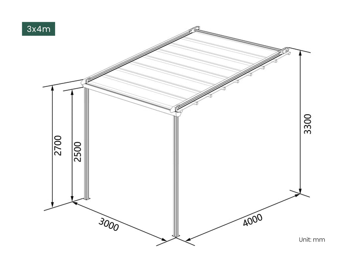 Dover Motorised Wall Mounted Pergola with Retractable Canopy