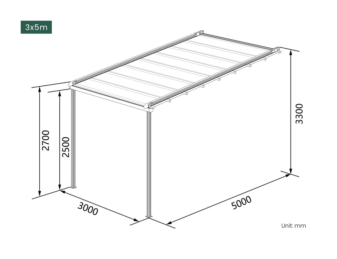 Dover Motorised Wall Mounted Pergola with Retractable Canopy
