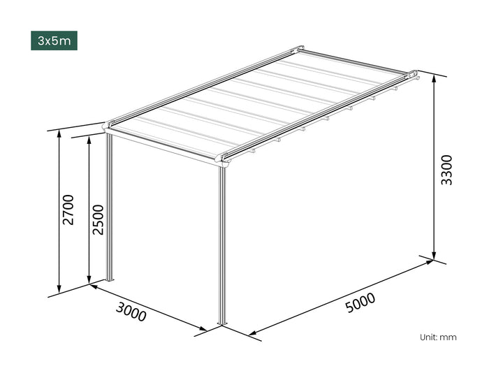 Dover Motorised Wall Mounted Pergola with Retractable Canopy