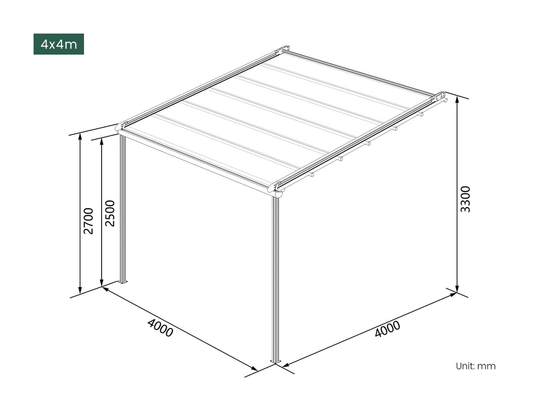 Dover Motorised Wall Mounted Pergola with Retractable Canopy