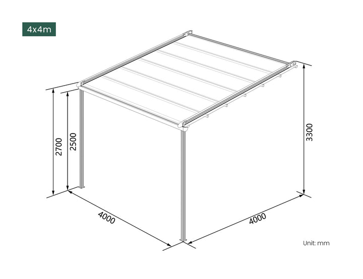 Dover Motorised Wall Mounted Pergola with Retractable Canopy