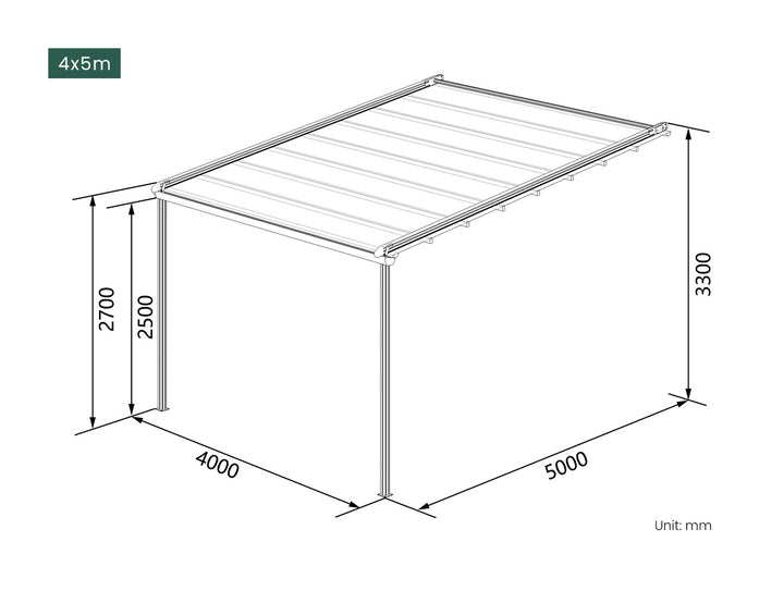Dover Motorised Wall Mounted Pergola with Retractable Canopy