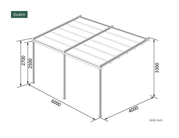 Dover Motorised Wall Mounted Pergola with Retractable Canopy