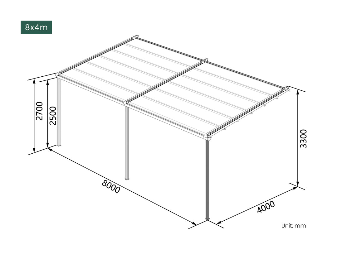 Dover Motorised Wall Mounted Pergola with Retractable Canopy